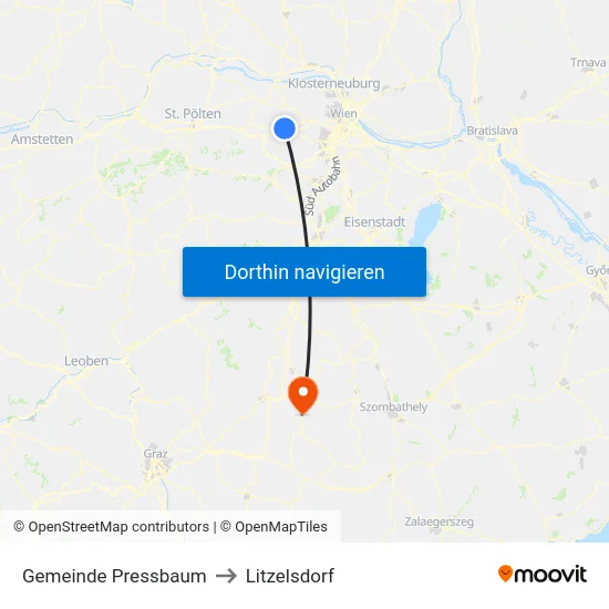 Gemeinde Pressbaum to Litzelsdorf map