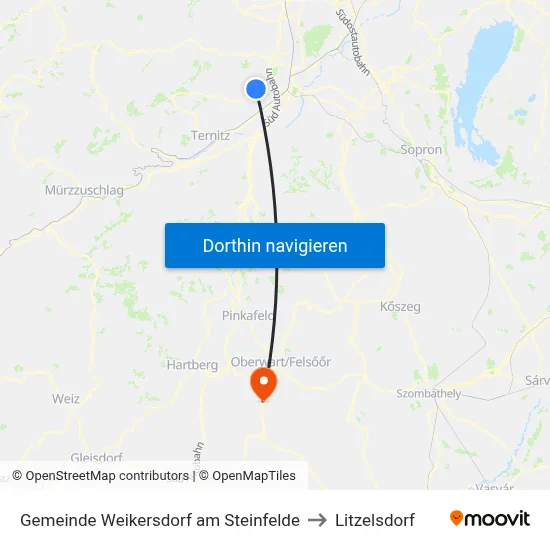 Gemeinde Weikersdorf am Steinfelde to Litzelsdorf map
