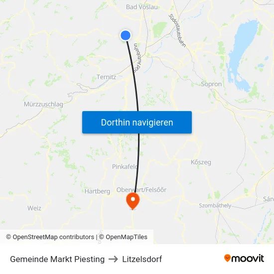 Gemeinde Markt Piesting to Litzelsdorf map