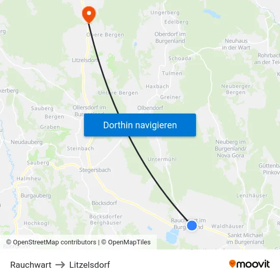 Rauchwart to Litzelsdorf map