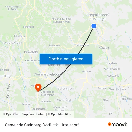 Gemeinde Steinberg-Dörfl to Litzelsdorf map