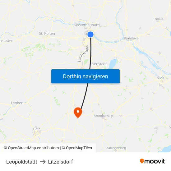 Leopoldstadt to Litzelsdorf map