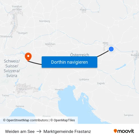 Weiden am See to Marktgemeinde Frastanz map