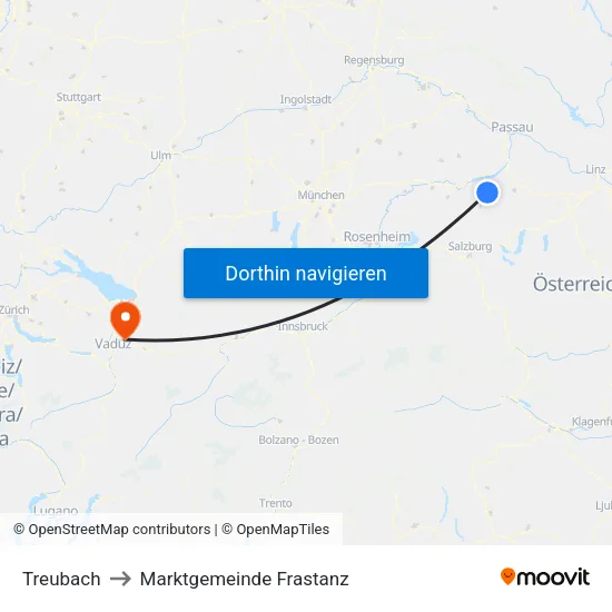 Treubach to Marktgemeinde Frastanz map