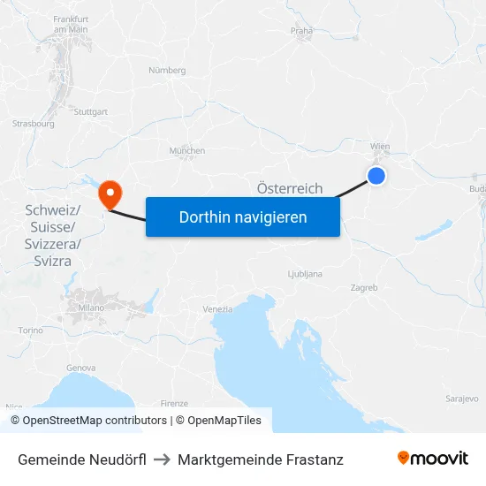 Gemeinde Neudörfl to Marktgemeinde Frastanz map