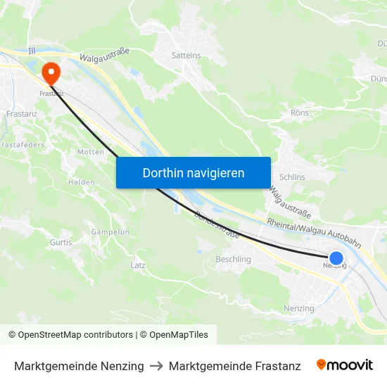 Marktgemeinde Nenzing to Marktgemeinde Frastanz map