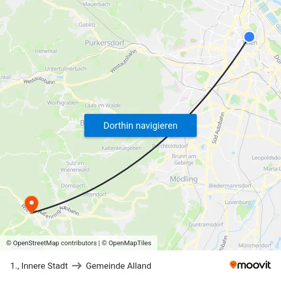 1., Innere Stadt to Gemeinde Alland map