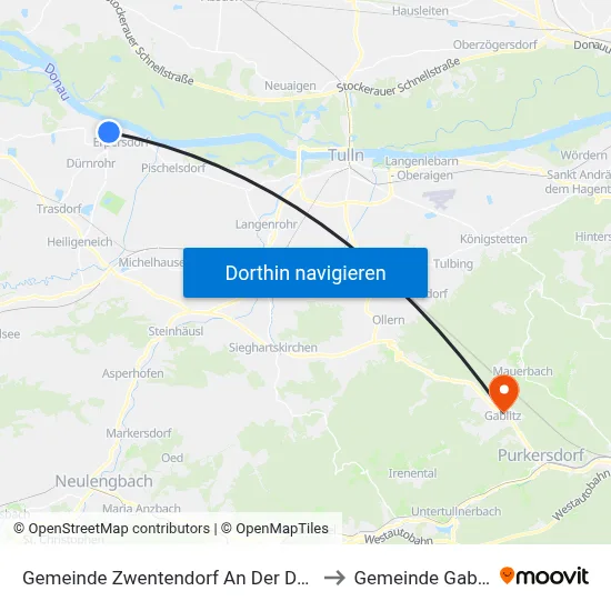 Gemeinde Zwentendorf An Der Donau to Gemeinde Gablitz map