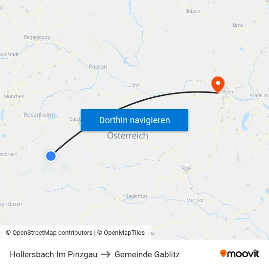 Hollersbach Im Pinzgau to Gemeinde Gablitz map