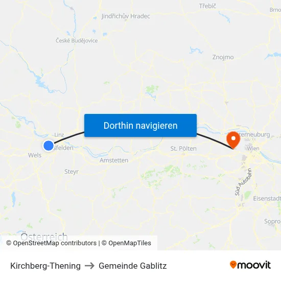 Kirchberg-Thening to Gemeinde Gablitz map