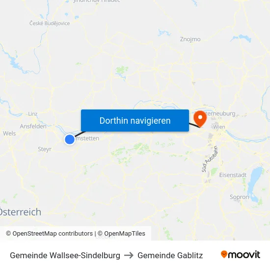 Gemeinde Wallsee-Sindelburg to Gemeinde Gablitz map