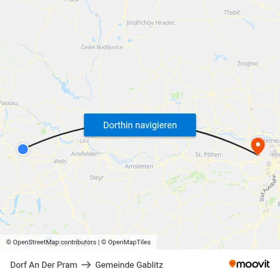 Dorf An Der Pram to Gemeinde Gablitz map