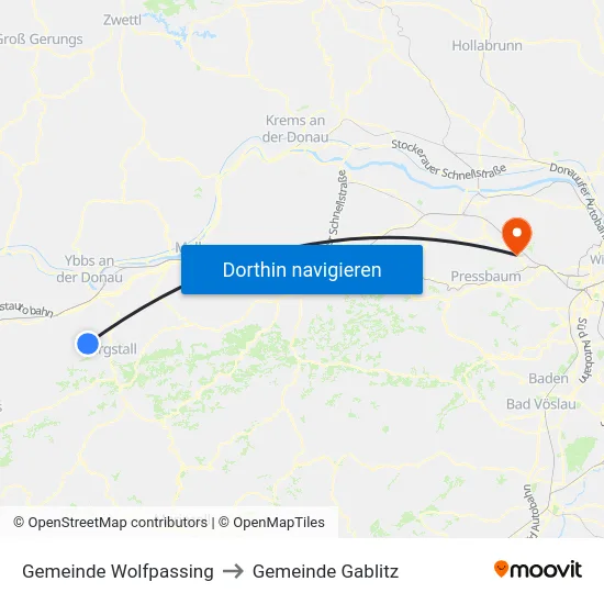 Gemeinde Wolfpassing to Gemeinde Gablitz map