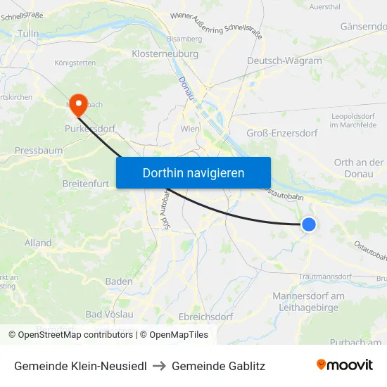 Gemeinde Klein-Neusiedl to Gemeinde Gablitz map