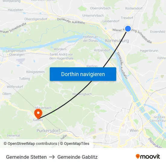 Gemeinde Stetten to Gemeinde Gablitz map