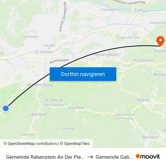 Gemeinde Rabenstein An Der Pielach to Gemeinde Gablitz map