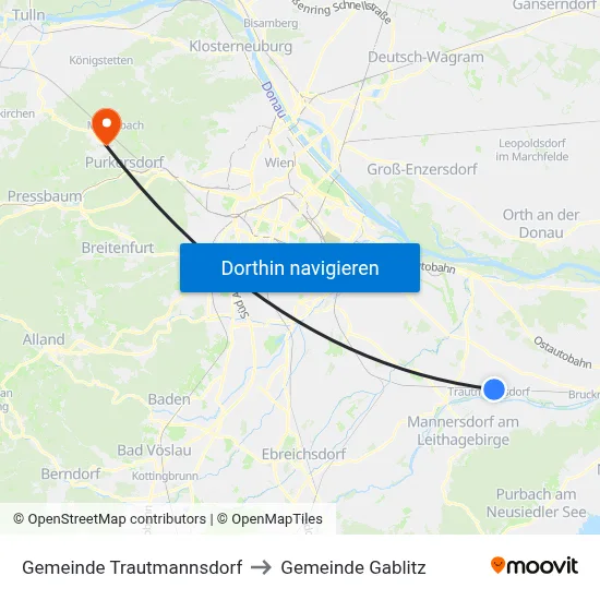 Gemeinde Trautmannsdorf to Gemeinde Gablitz map