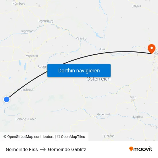 Gemeinde Fiss to Gemeinde Gablitz map