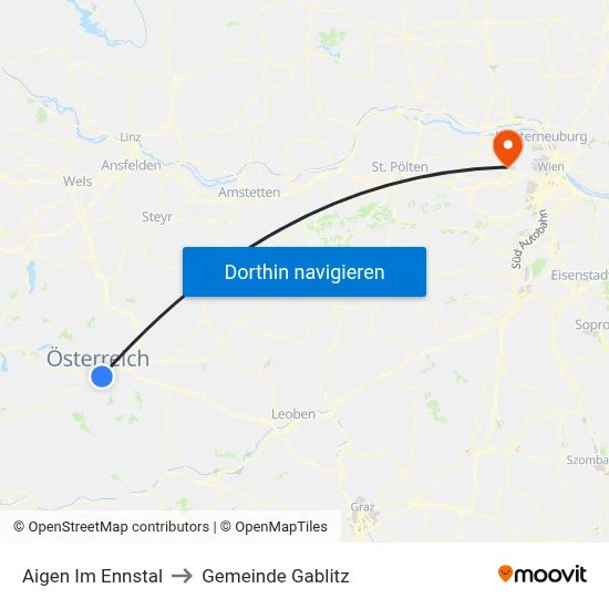 Aigen Im Ennstal to Gemeinde Gablitz map