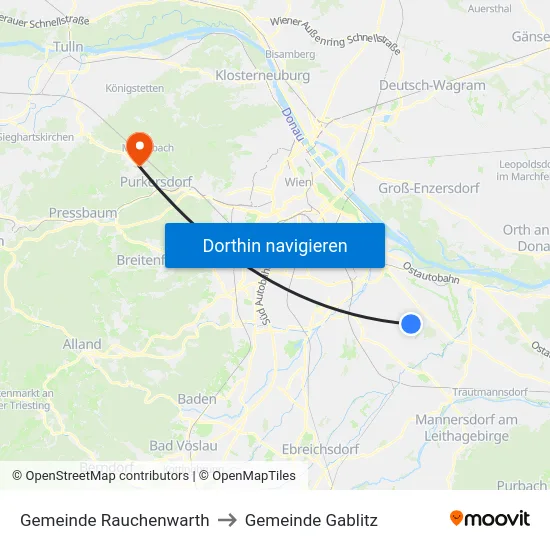 Gemeinde Rauchenwarth to Gemeinde Gablitz map