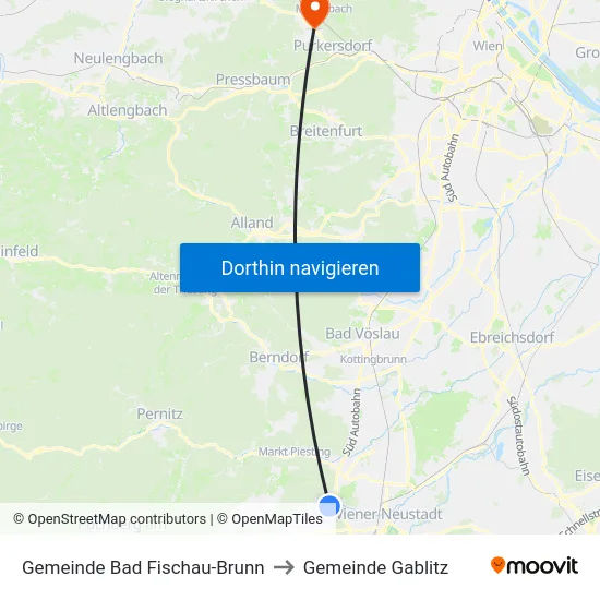 Gemeinde Bad Fischau-Brunn to Gemeinde Gablitz map