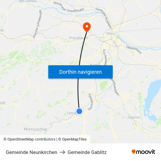 Gemeinde Neunkirchen to Gemeinde Gablitz map