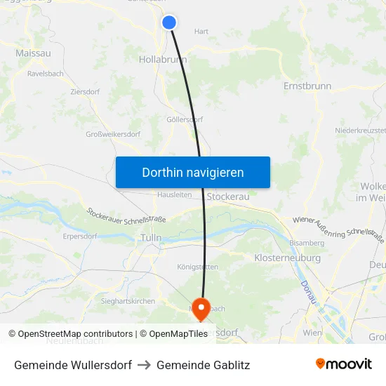 Gemeinde Wullersdorf to Gemeinde Gablitz map