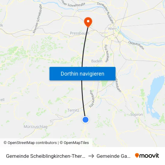 Gemeinde Scheiblingkirchen-Thernberg to Gemeinde Gablitz map