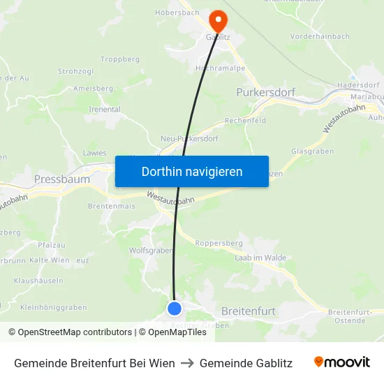 Gemeinde Breitenfurt Bei Wien to Gemeinde Gablitz map