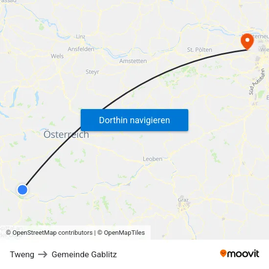 Tweng to Gemeinde Gablitz map