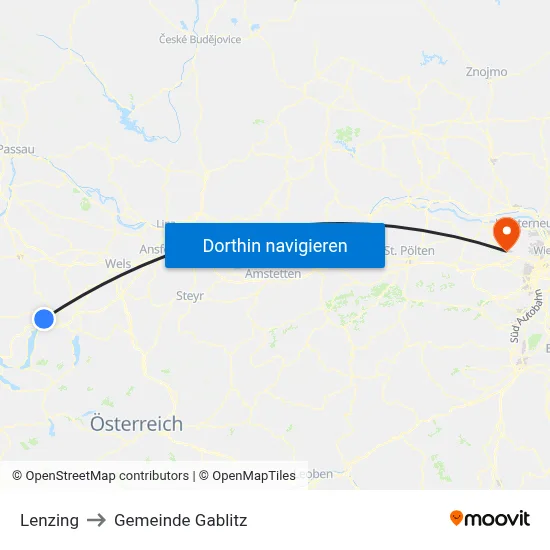 Lenzing to Gemeinde Gablitz map
