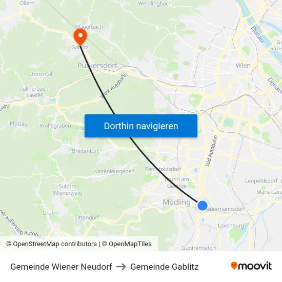 Gemeinde Wiener Neudorf to Gemeinde Gablitz map