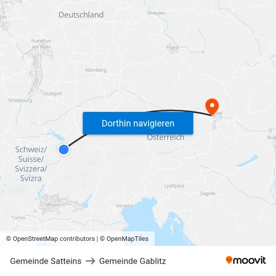 Gemeinde Satteins to Gemeinde Gablitz map