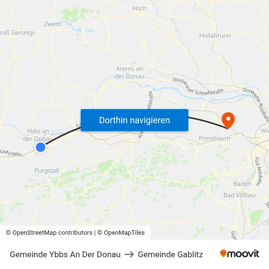 Gemeinde Ybbs An Der Donau to Gemeinde Gablitz map