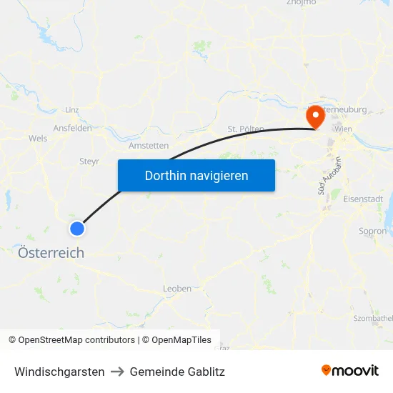 Windischgarsten to Gemeinde Gablitz map