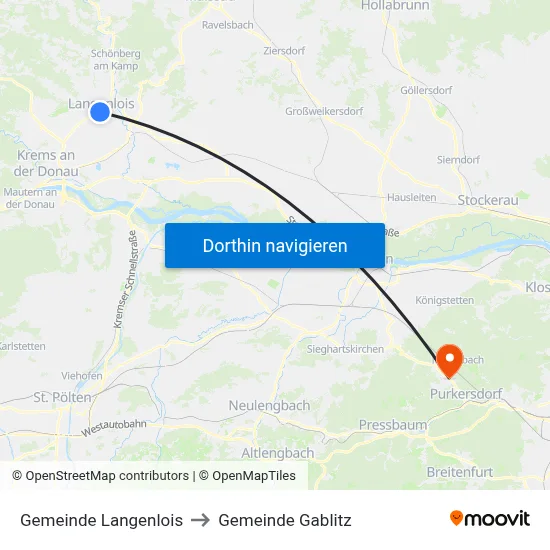 Gemeinde Langenlois to Gemeinde Gablitz map