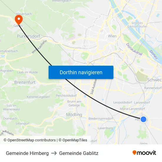 Gemeinde Himberg to Gemeinde Gablitz map