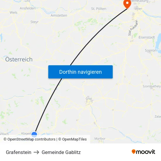 Grafenstein to Gemeinde Gablitz map