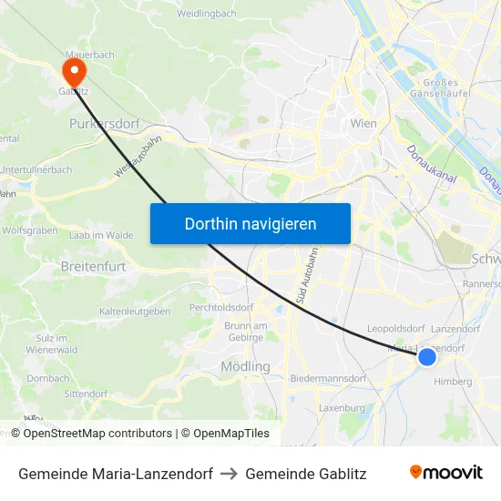 Gemeinde Maria-Lanzendorf to Gemeinde Gablitz map