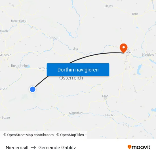 Niedernsill to Gemeinde Gablitz map