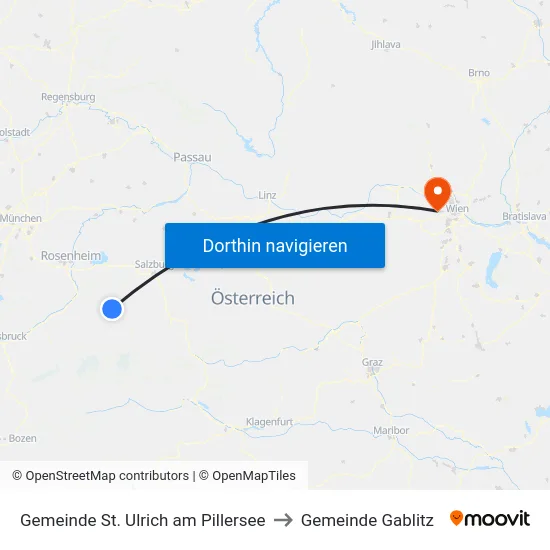 Gemeinde St. Ulrich am Pillersee to Gemeinde Gablitz map