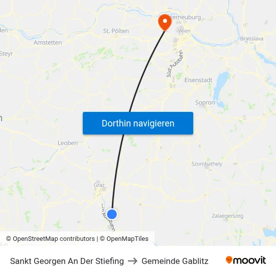 Sankt Georgen An Der Stiefing to Gemeinde Gablitz map