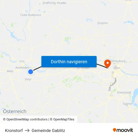 Kronstorf to Gemeinde Gablitz map