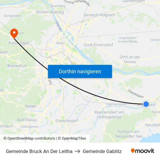 Gemeinde Bruck An Der Leitha to Gemeinde Gablitz map