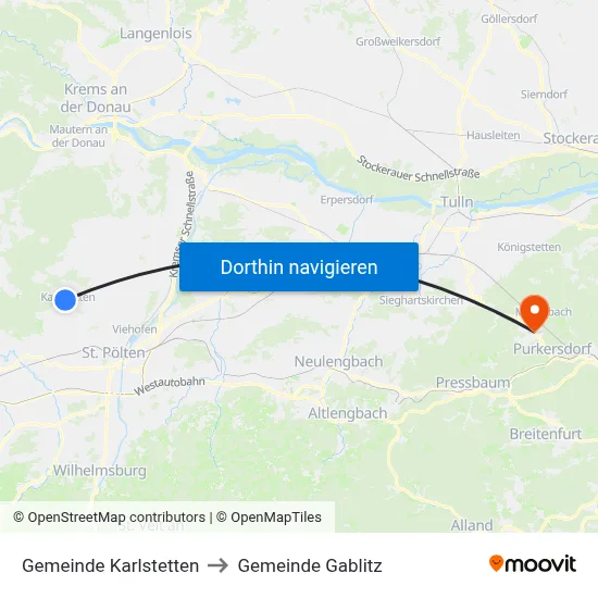 Gemeinde Karlstetten to Gemeinde Gablitz map