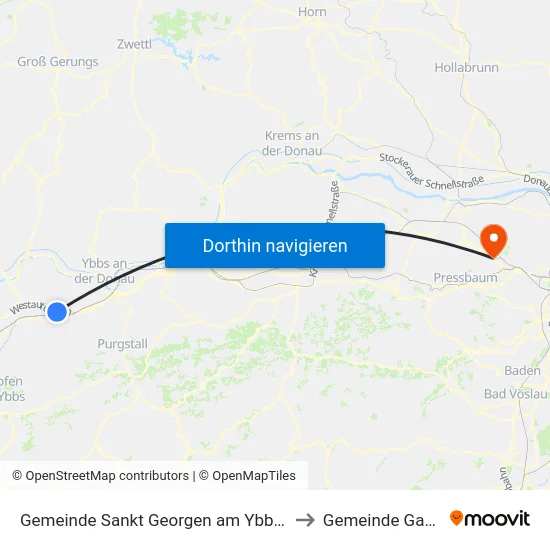 Gemeinde Sankt Georgen am Ybbsfelde to Gemeinde Gablitz map