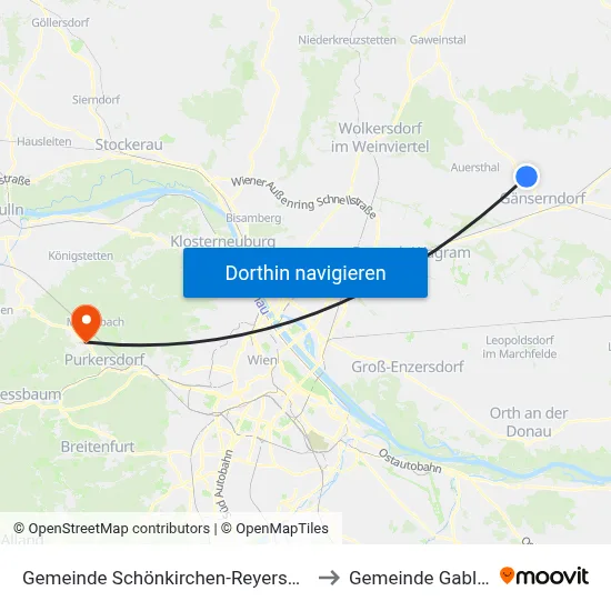 Gemeinde Schönkirchen-Reyersdorf to Gemeinde Gablitz map