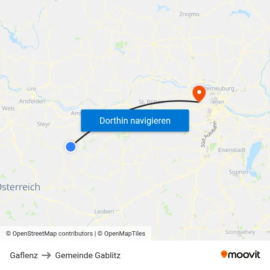 Gaflenz to Gemeinde Gablitz map