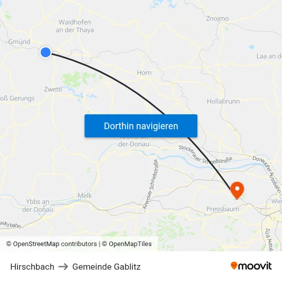 Hirschbach to Gemeinde Gablitz map