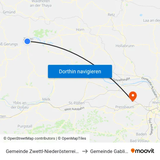 Gemeinde Zwettl-Niederösterreich to Gemeinde Gablitz map